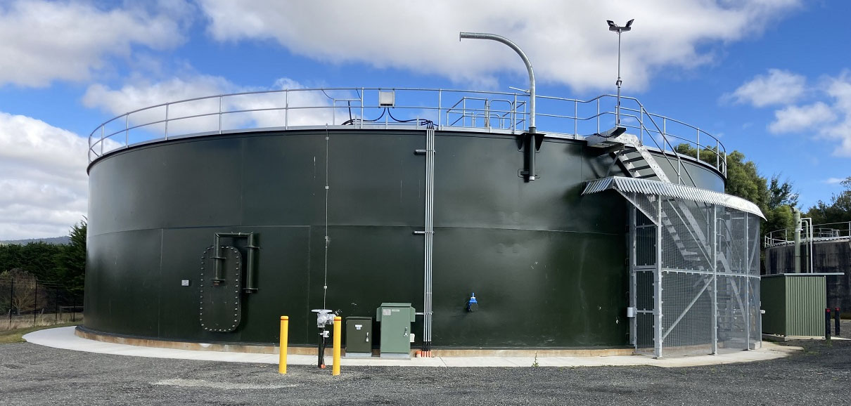 An image of a water tank at the Romsey Water Filtration Plant